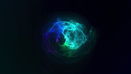 Poster - Abstract fiery sphere background with luminous swirling backdrop. Glowing sphere. Shine round frame with light circles light effect