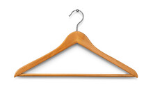 Wooden Clothes Hanger Isolated On White Background