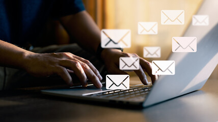 Aufkleber - The concept of email marketing is when a corporation sends out a large number of e-mails or digital newsletters to its customers.