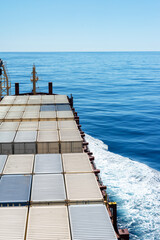 Wall Mural - Container feeder ship deck with container cargo at sea.