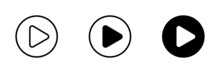 Playback Set Icon On A White Isolated Background. Black Play Symbol In A Circle. Vector Illustration