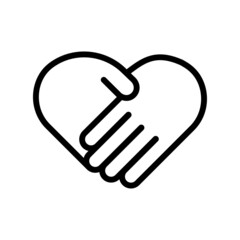 Wall Mural - Heart-shaped handshake icon vector illustration