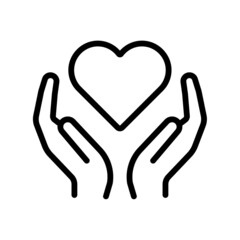 Wall Mural - Hand hold the heart. Careful, support or love symbol. Icon vector illustration