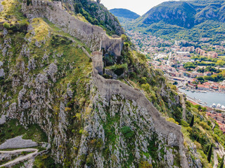 Wall Mural - Montenegro. Bay of Kotor, Gulf of Kotor, Boka Kotorska and walled old city. Fortifications of Kotor is on UNESCO World Heritage List since 1979