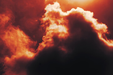 Wall Mural - the red sky background looked like smoke and fire. bomb violent.