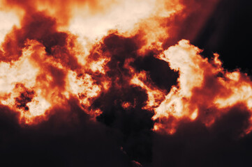 Wall Mural - the red sky background looked like smoke and fire. bomb violent.