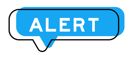 Speech banner and blue shade with word alert on white background