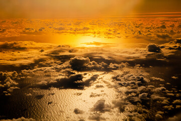 Wall Mural - top view from fly, aerial view of clouds and,