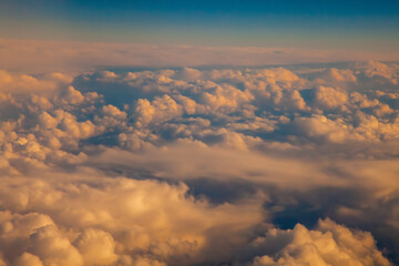 Wall Mural - top view from fly, aerial view of clouds and,