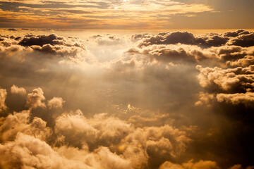 Wall Mural - top view from fly, aerial view of clouds and,