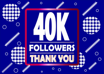 Wall Mural - Thank you 40000 followers celebration blue and white modern design