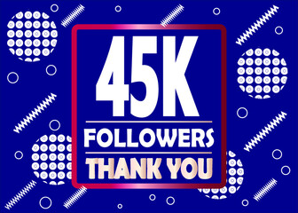 Wall Mural - Thank you 45000 followers celebration blue and white modern design