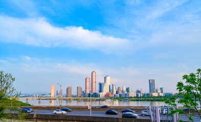 Cityscape view of Yeouido, Seoul at day time