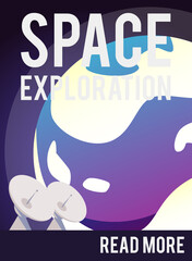 Wall Mural - Space exploration, scientific astronomical technologies, vector flat illustration.
