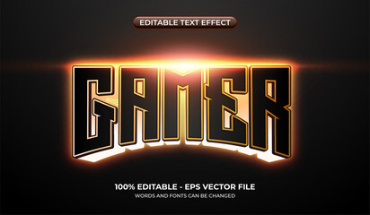 glowing gamer text effect. 3d esport graphic styles with neon light