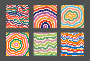 Poster - Set Of Cool Hand Drawn Abstract Colorful Brush Stripes. Retro Abstraction Psychedelic Art.