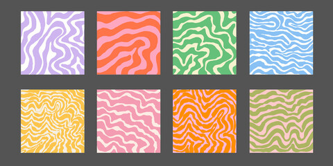 Aufkleber - Set of Groovy Retro Backgrounds Vector Design. Cool Funky Patterns.