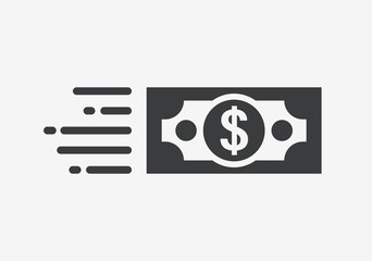 Wall Mural - Send Money Dollar Flat Vector Icon