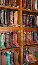 Colorful Cowboy Boots On Display, Texas