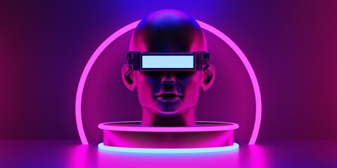 metaverse vr virtual reality with network, gaming of simulation, cyberpunk gamer background, 3d rendering illustration, scifi ai robot technology