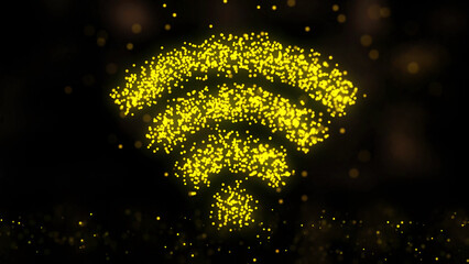 Aufkleber - Animation icons Wi-Fi on black background. Formation of the sign of wi fi points