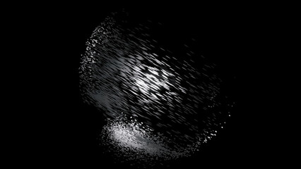 Poster - Beautiful abstraction of mesmerizing whirlwind consisting of white small particles whirling on the black background. Animation. Particles shimmering in the dark