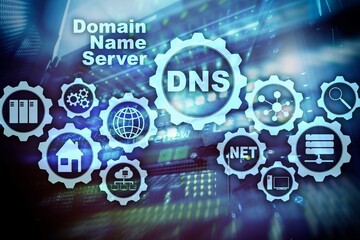 DNS. Domain Name System. Network Web Communication. Internet and digital technology concept