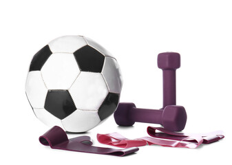 Stylish sport equipment on white background