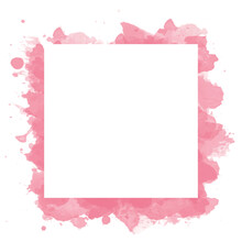 Watercolor Pink Frame Design For Invitation Card