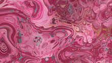 Beautiful Magenta And Pink Liquid Swirls With Gold Glitter. Abstract Design Background.