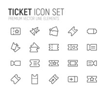 Simple Line Set Of Ticket Icons.