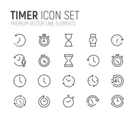 Poster - Simple line set of timer icons.