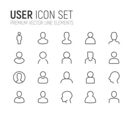 Poster - Simple line set of user icons.