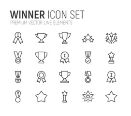 Sticker - Simple line set of winner icons.