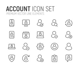 Canvas Print - Simple line set of account icons.