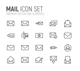 Poster - Simple line set of mail icons.