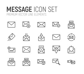 Poster - Simple line set of message icons.