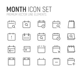 Poster - Simple line set of month icons.
