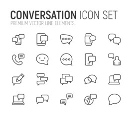 Wall Mural - Simple line set of conversation icons.