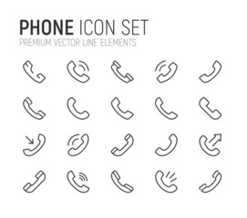 Poster - Simple line set of phone icons.