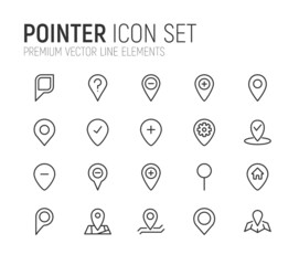 Poster - Simple line set of pointer icons.