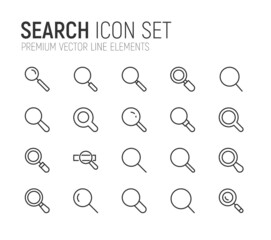 Poster - Simple line set of search icons.