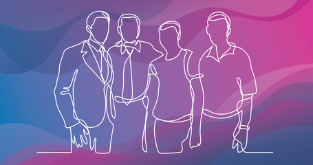 Wall Mural - continuous line drawing of business team