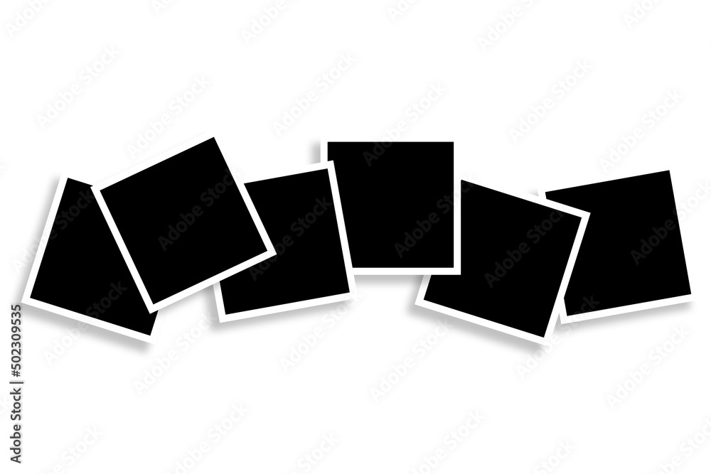 Стоковая иллюстрация «6 Square photo frames in black and white colors ...