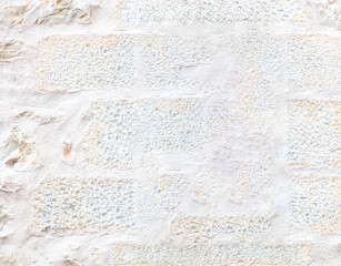 Wall Mural - White color paint stone block wall texture background. Aged industrial construction, front close up