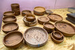Handmade wooden bowls on a table