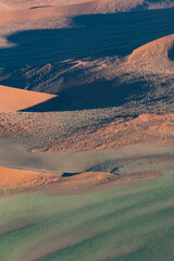 Wall Mural - Namibia, aerial view of the Namib desert, wild landscape, panorama in rain season
