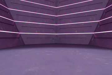Poster - Abstract purple futuristic interior with mock up place for object presentation. 3D Rendering.