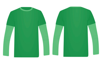 Long sleeve green t shirt. vector illustration