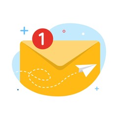 Poster - one new email message has been send concept illustration flat design vector eps10. modern graphic element for landing page, empty state ui, infographic, icon